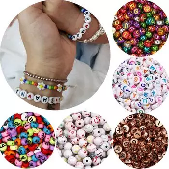 120 шт. круглые плоские акриловые бусины с буквами, разделительные бусины с буквами, свободные бусины для самостоятельного изготовления ювелирных изделий, поиск принадлежностей, аксессуары для браслетов 120pcs