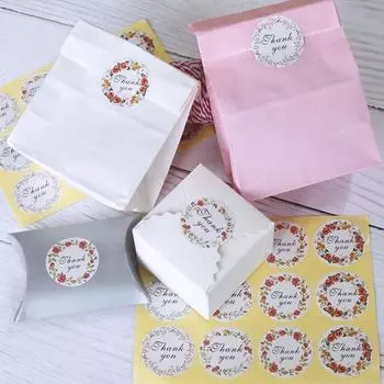 120 шт./лот, круглые наклейки «сделай сам», уплотнительная упаковочная наклейка, упаковка для выпечки, часть коробки для торта слоновая кость