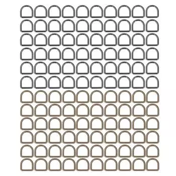 120 шт. Металлические D-образные кольца бронзового и серебристо-черного цвета, глянцевые, нержавеющие, металлические, маленькие D-образные кольца для одежды