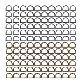 120 шт. металлических D-образных колец с прочной несущей способностью, бесшовный интерфейс, цинковый сплав, бронза, серебро, черная D-образная пряжка