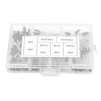 120 шт. набор M2.4 M3.0 M3.2 M4 алюминиевые заклепки-крепежи ассортимент комплект с коробкой