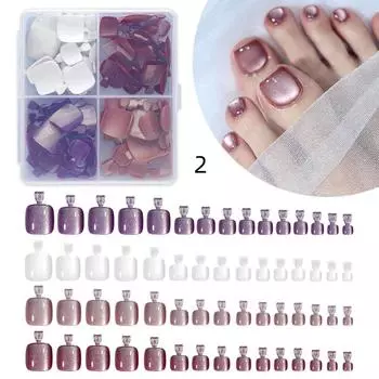 120 шт. Накладные типсы для ногтей на ногах Кошачий глаз Полупокрытие Ноготь большого пальца ноги для педикюра Акриловые квадратные накладные ногти для женщин Салоны красоты Сделай сам