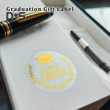 120 шт. наклейки для выпускного класса 2025 г. Золотая фольга металлические этикетки для выпускного вечеринки принадлежности для выпускных колпачков конвертов подарочные пакеты чёрный
