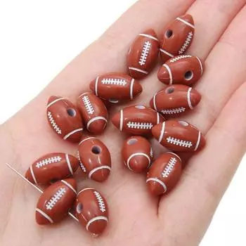 120 шт около 17x9 мм акриловые футбольные бусины с отверстием: Спортивные бусины пони диаметром около 2,5 мм для поделок своими руками
