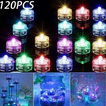 120 шт. погружные водонепроницаемые светодиодные чайные свечи для пруда, подводные чайные свечи на батарейках, беспламенные электрические свечи, ваза для пруда, декор 12PCS разноцветный