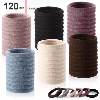 120 шт. Резинки для волос без повреждений для густых волос, Большие мягкие бесшовные нейлоновые резинки для волос для женщин, Держатели для хвостиков, Аксессуар для волос