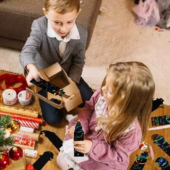 120 шт. Рождественская радужная бумага для скретч-бумаги Снеговик Рождественская елка Санта-Клаус скретч-бумага закладки подвесные украшения украшения ремесло