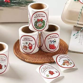 120 шт./рулон Мультяшные Рождественские наклейки Декоративные простые в использовании Подарочные декоративные этикетки Удобные эллиптические 5-6CM