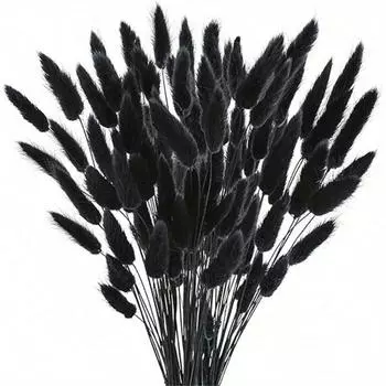 120 шт. сушеные цветы в виде заячьих хвостов, натуральная сушеная трава в виде заячьих хвостов, 60 см, трава в виде заячьего хвоста для поделок, свадебных вечеринок, домашнего декора стола белый