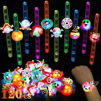 120 шт. светодиодные часы на Хэллоуин светодиодные вспышки браслет Хэллоуин флеш игрушки Хэллоуин вечеринка сувениры украшения на Хэллоуин 12PCS