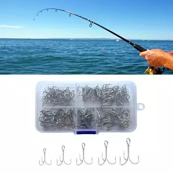 120 шт. тройных рыболовных крючков из высокоуглеродистой стали 2# 4# 6#8# 10# изогнутые тройные рыболовные крючки набор якорных крючков для морской рыбалки