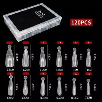 120 шт. в коробке Форма для ногтей Расширение без бумажных лотков Накладная пластина для ногтей Ультратонкая Многоразовая Прозрачная со шкалой L44 type