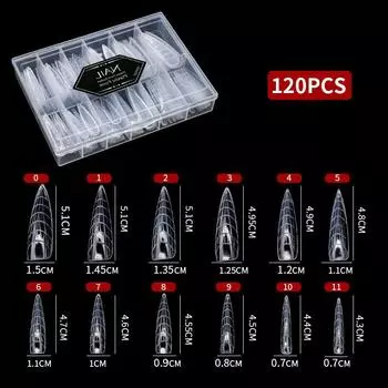 120 шт. в коробке Форма для ногтей Расширение без бумажных лотков Накладная пластина для ногтей Ультратонкая Многоразовая Прозрачная со шкалой L73 type