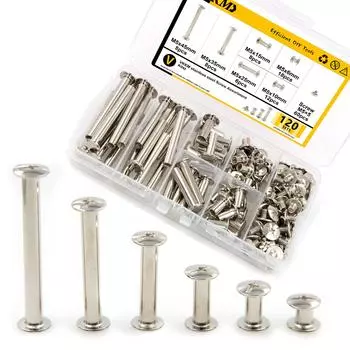 120 шт. заклепок с двойной головкой, винтов и гаек, винтов для стыковки книг, набор винтов для переплета альбомов