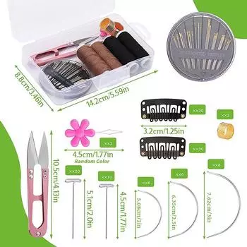 120 шт. заколок для наращивания волос, полный набор для наращивания волос, заколки для изготовления париков, включая иглы и нитки для шитья волос