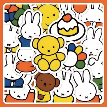 120 штук Miffy Miffy наклейка набор аниме манга наклейка милый блокнот наклейка водонепроницаемый ПВХ наклейка персонаж товары периферийные популярные картинки