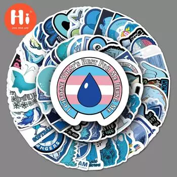 120 синих наклеек в стиле граффити с персонализированными трансграничными маленькими свежими наклейками, водонепроницаемые наклейки для багажа «сделай сам», скейтборд