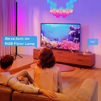 120 см цветной RGB штативный напольный светильник с регулируемой яркостью светодиодный светильник Alexa для спальни игровой гостиной декор 21keys Remote