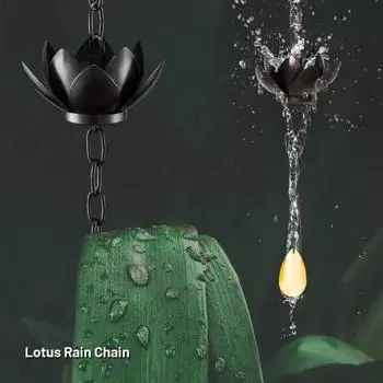 120 см Лотос Дождевая Цепь Прочная Металлическая Садовая Подвесная Дождеприемник Чашки Внешние Водостоки чёрный