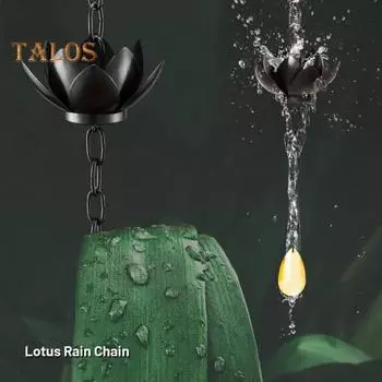 120 см Лотос Дождевая Цепь Прочная Металлическая Садовая Подвесная Чашка для Улавливания Дождя Наружные Желоба Водосточные Трубы Декоративная Замена Дождевой Цепи чёрный