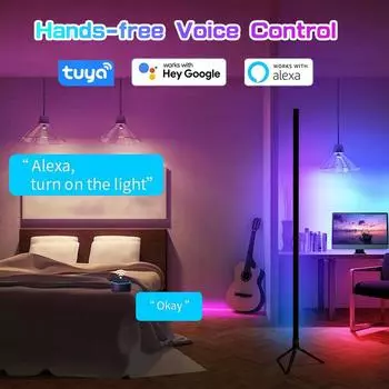 120 см регулируемый RGB штатив напольный светильник голосовое управление Smart Tuya Bluetooth музыка светодиодный светильник настроения для спальни игровой гостиной декор black