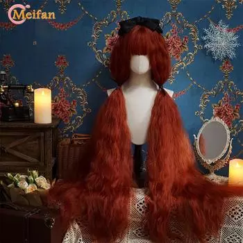 120 см синтетический длинный вьющийся парик для косплея с челкой, блондинка, красный, коричневый, розовый, парик Лолиты, женский парик для косплея на Хэллоуин, женский