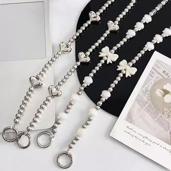 120 см стильный серебристый бант с ракушками-бусинами, ремешок через плечо, браслет для телефона, роскошная цепочка, подвеска для телефона, шнурок против потери