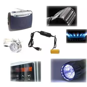 120 см USB до 1,2-12 В, регулируемое напряжение, батарея C с вольтметром, замена 1-5 шт. батарей C для игрушечной светодиодной печи