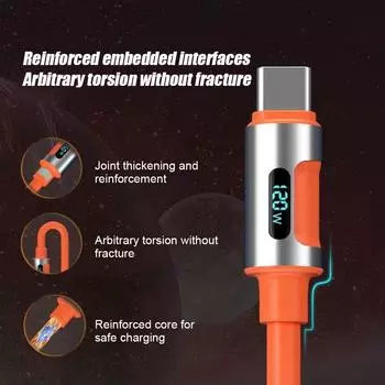 120 Вт 100 Вт кабель для быстрой зарядки для Samsung IPhone15 с C типом PD C цифровой 2M тип 1.5M Y0P4 orange-1m