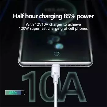 120 Вт, 10 А, USB-кабель типа C, кабель для сверхбыстрой зарядки для Honor 50 Pro, Huawei P50 Mate 40RS Pro, кабель для передачи данных типа C, 0,25 м/1 м/1,5 м/2 м 0.25m