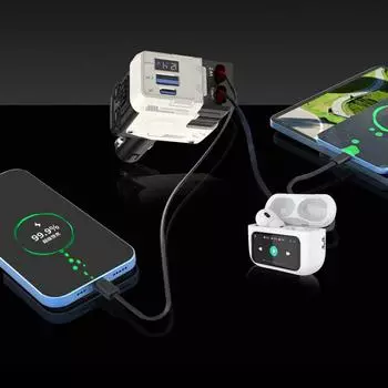 120 Вт 4 в 1 автомобильное зарядное устройство выдвижной автомобильный прикуриватель адаптер USB Type C кабель для быстрой зарядки для iPhone Xiaomi Huawei Samsung чёрный