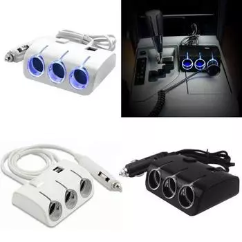 120 Вт автомобильный 3 гнезда прикуривателя разветвитель 2 USB-порта зарядное устройство адаптер питания