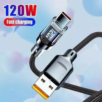 120 Вт цифровой дисплей PD быстрая зарядка USB-кабель Type-C кабель Type-C шнур для Samsung HUAWEI Xiaomi Macbook iPad линия передачи данных 1m