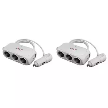 120 Вт Двойной USB-зарядный штекер 3-х гнездовой адаптер питания для iPhone iPad (белый)