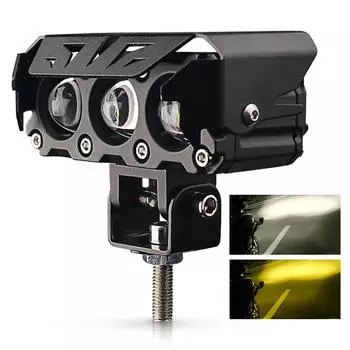 120 Вт фара для автомобиля, мотоцикла, светодиодная рабочая фара, двухцветный дальний/ближний свет, 3 линзы, мигающие противотуманные фары, 12 В 24 В, белый/желтый