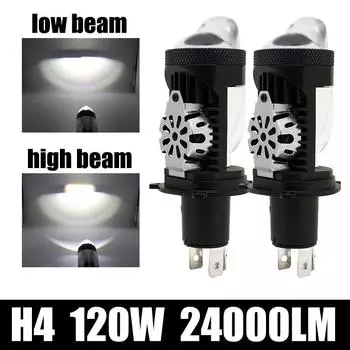 120 Вт H4 автомобиль мотоцикл светодиодный мини-объектив проектора лампа 24000LM 6000K фара дальнего/ближнего света