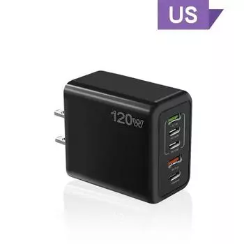 120 Вт USB C PD зарядное устройство 5 портов Type C быстрая зарядка мобильный телефон адаптер быстрое зарядное устройство для iPhone 16 Samsung Xiaomi EU US UK Plug US Black