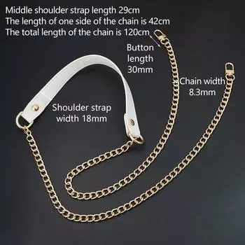 120Cm Replacement Shoulder Strap Crossbody Bag Belt Pu Leather Handle With Metal Chains Bag Replacement Accessories 120CM