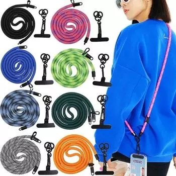 120cm Rotatable Clasp Rope Long Cross-body Lanyard Phone Case Adjustable Detachable Climbing Neck Strap Chain Cord with Patch