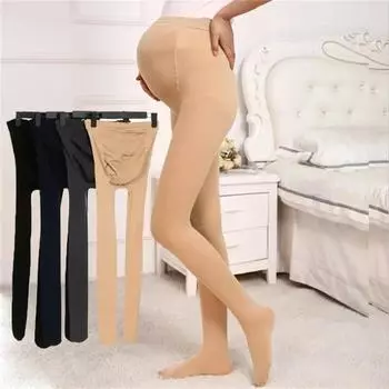 120d Мягкие VelevtTights для беременных женщин Регулируемые колготки с высокой талией для беременных U-образные леггинсы для поддержки живота Spn one size чёрный