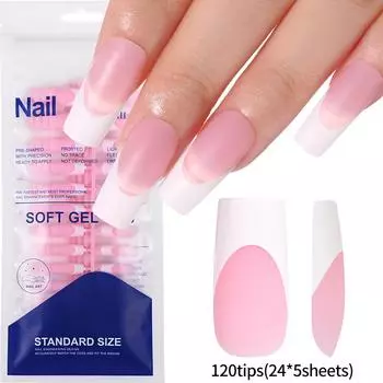 120pcs Bag Ladies Nude Pink False Nail Acrylic Press On Nails Extension Nail Tips Artificial Long Full Cover Fingernails Tools