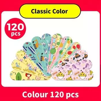 120pcs Cartoon Animal Pattern Bandages, Hemostatic Adhesive Bandage, First Aid Emergency Kit Wound Plaster Patch