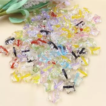 120Pcs Handcrafted Star Acrylic 13mm Jewelry Making Beads for Crafted Loose Beads DIY Findings Beading Neclace Bracelet Accessories розовый