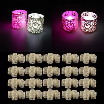 120set Candlestick Iridescent Paper Lamp Screen Candle Holder for Wedding