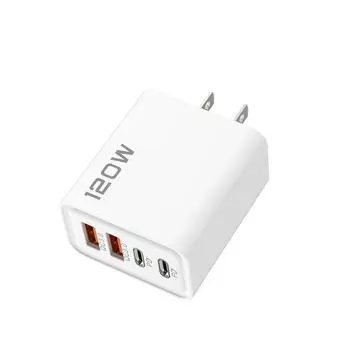 120W 4 Port USB C Charger PD3.0 QC3.0 Fast Wall Charger for iPhone 16 15 Samsung S24 Xiaomi Type C Quick Charge Phone Adapter White US