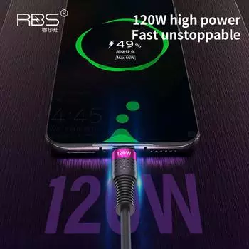 120W 6A Fast Charging Cable USB Data Line for IPhone 15 Xiaomi POCO Micro USB Charge Cable USB Type C Charging Wire Cord 1m