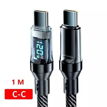 120W 6A USB Type C To Type C Cable Fast Charging USB USB C Data Cable with LED Display AVE 1M