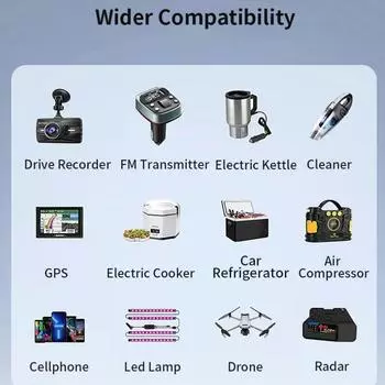 120W High-power Multifunctional Car Charger Splitter 12V-24V Multi Ports Cigarette Lighter Adapter Charger With Voltage Display чёрный