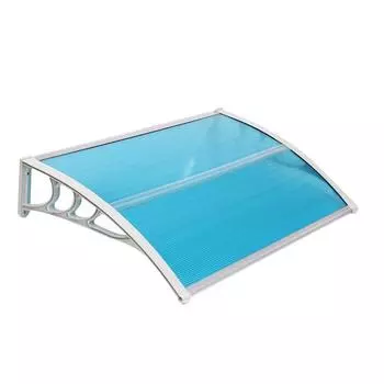 120x75 см прочный дверной навес, навес для дверей и окон, навес для наружного входа, патио, солнцезащитный козырек Blue + White