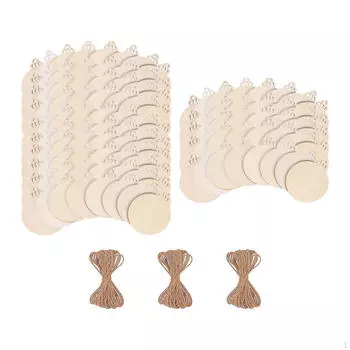 120x незаконченных деревянных вырезов, предварительно просверленных деревянных срезов, пустых круглых украшений для рождественской елки